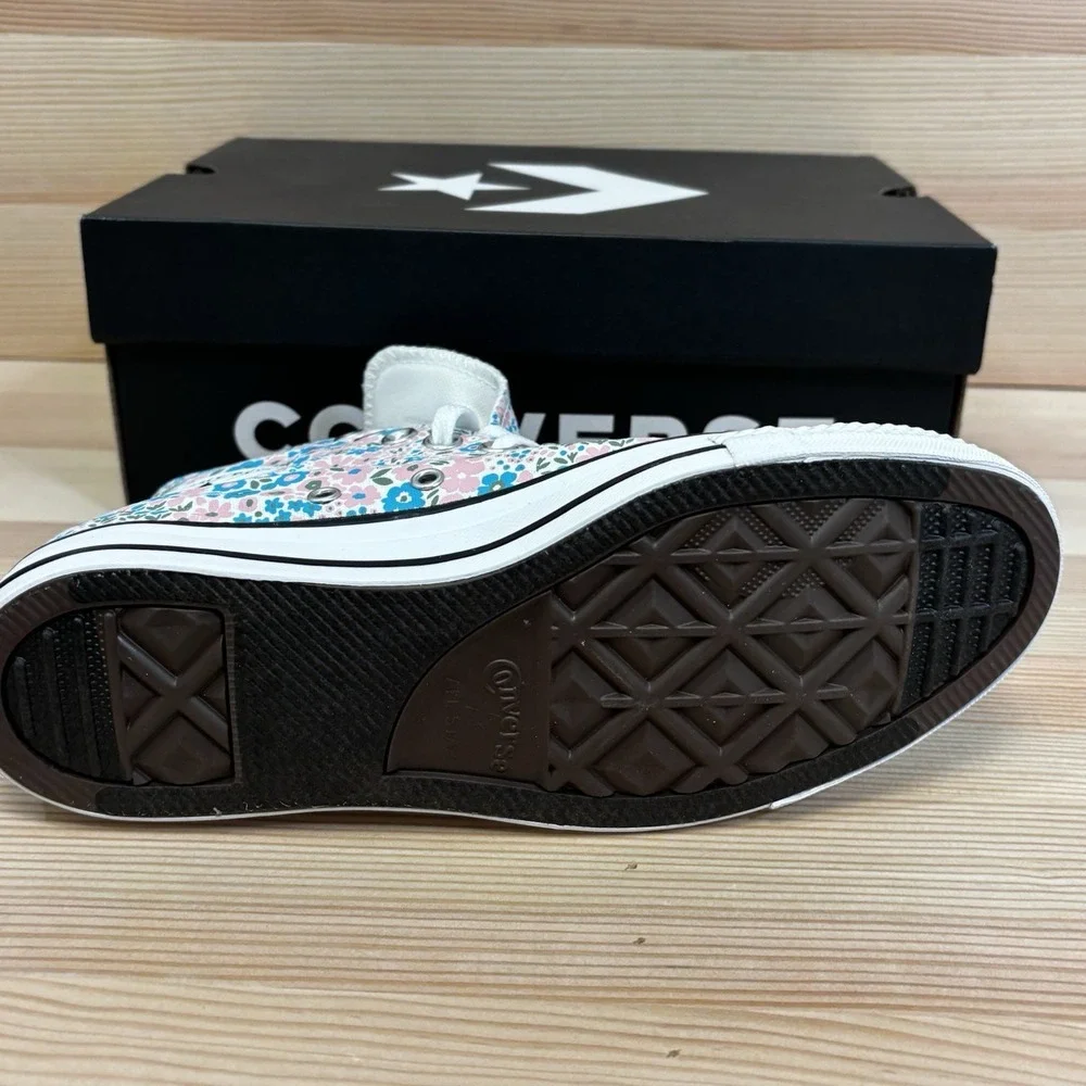 Converse  CTAS High-Top Sneaker, White/pink Blue  Floral Flowers Woman's Sz 8.5